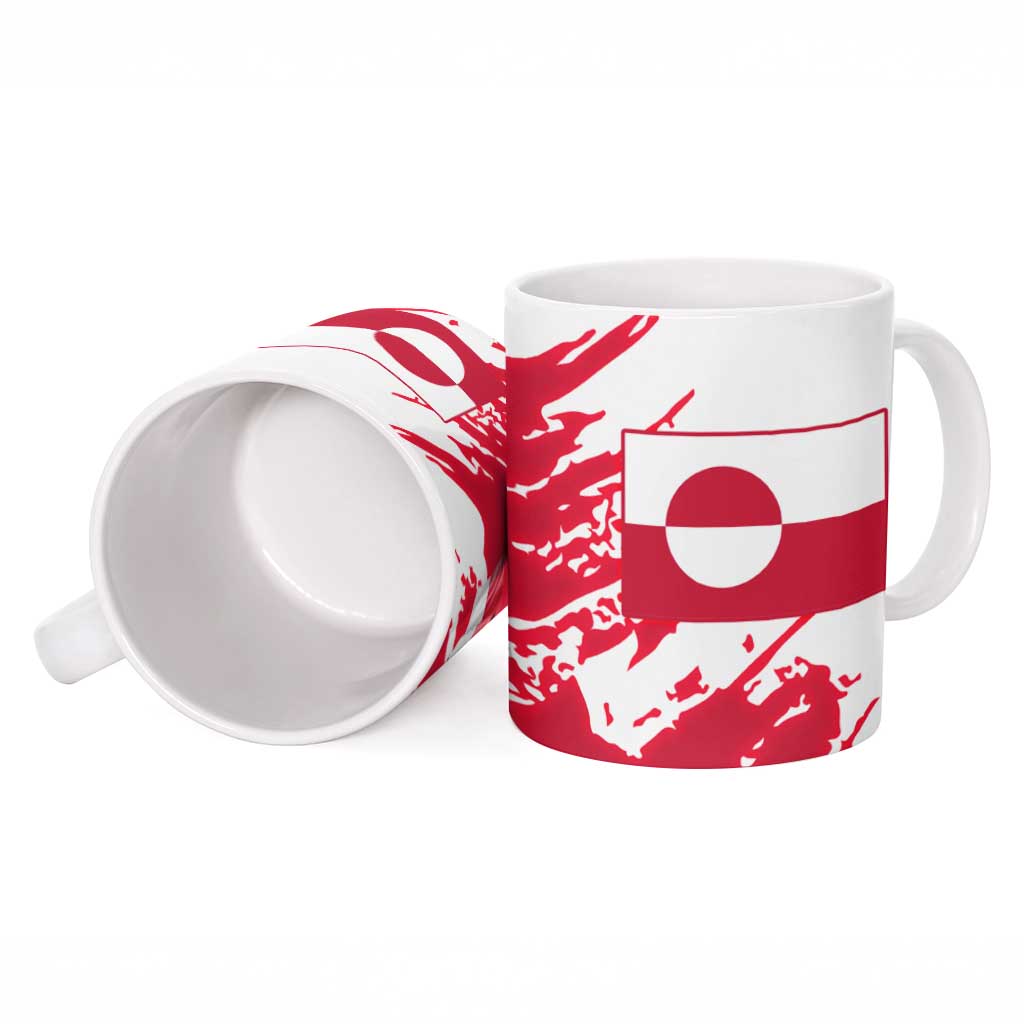 I Stand With Greenland Polar Bear Ceramic Mug with Splattered Flag Pattern