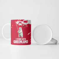 I Stand With Greenland Polar Bear Ceramic Mug with Splattered Flag Pattern