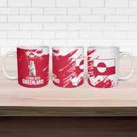 I Stand With Greenland Polar Bear Ceramic Mug with Splattered Flag Pattern