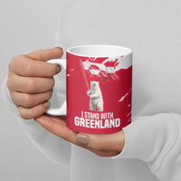 I Stand With Greenland Polar Bear Ceramic Mug with Splattered Flag Pattern