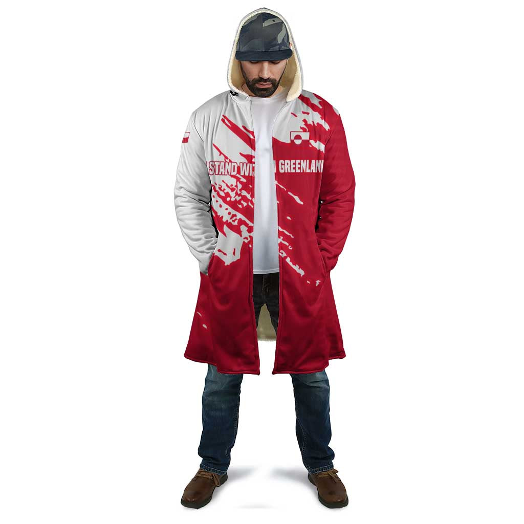 I Stand With Greenland Polar Bear Cloak with Splattered Flag Pattern