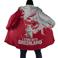 I Stand With Greenland Polar Bear Cloak with Splattered Flag Pattern