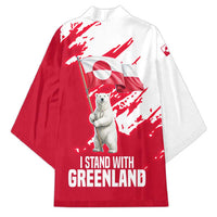 I Stand With Greenland Polar Bear Kimono with Splattered Flag Pattern