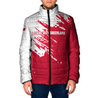 I Stand With Greenland Polar Bear Padded Jacket with Splattered Flag Pattern