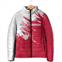 I Stand With Greenland Polar Bear Padded Jacket with Splattered Flag Pattern