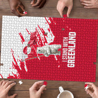 I Stand With Greenland Polar Bear Puzzle with Splattered Flag Pattern