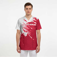 I Stand With Greenland Polar Bear Scrub Top with Splattered Flag Pattern