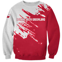 I Stand With Greenland Polar Bear Sweatshirt with Splattered Flag Pattern