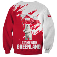 I Stand With Greenland Polar Bear Sweatshirt with Splattered Flag Pattern