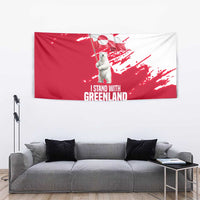 I Stand With Greenland Polar Bear Tapestry with Splattered Flag Pattern