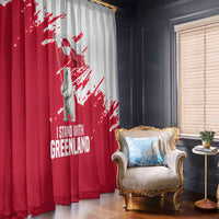I Stand With Greenland Polar Bear Window Curtain with Splattered Flag Pattern