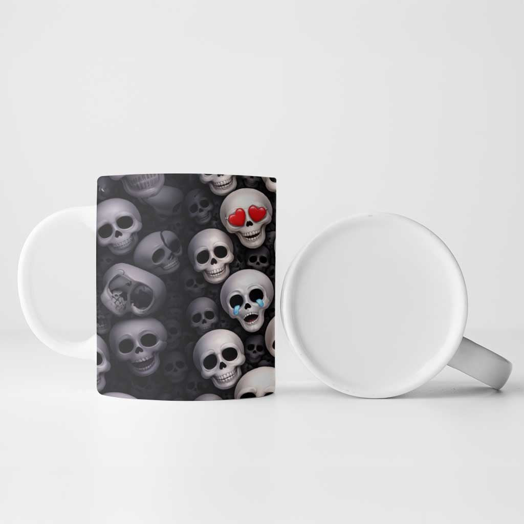 Emoji Skulls Ceramic Mug Moodboard of the Dead