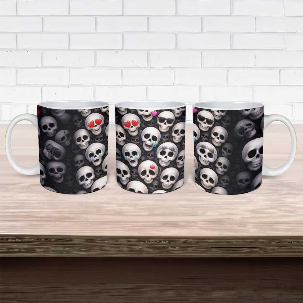 Emoji Skulls Ceramic Mug Moodboard of the Dead