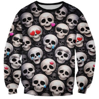 Emoji Skulls Sweatshirt Moodboard of the Dead