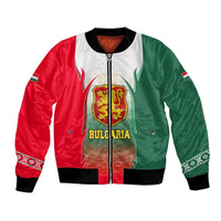 Bulgaria National Crest Bomber Jacket with Tricolor Design and Folk Cuff Pattern
