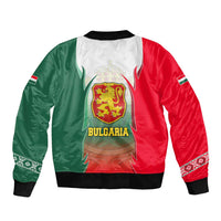 Bulgaria National Crest Bomber Jacket with Tricolor Design and Folk Cuff Pattern