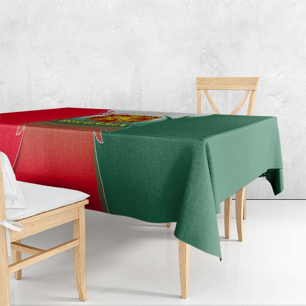 Bulgaria National Crest Tablecloth with Tricolor Design and Folk Cuff Pattern