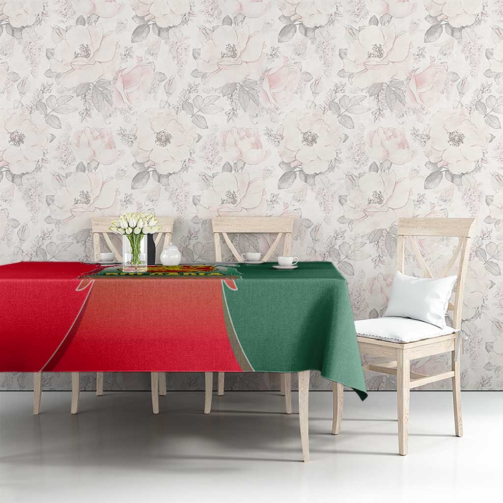 Bulgaria National Crest Tablecloth with Tricolor Design and Folk Cuff Pattern
