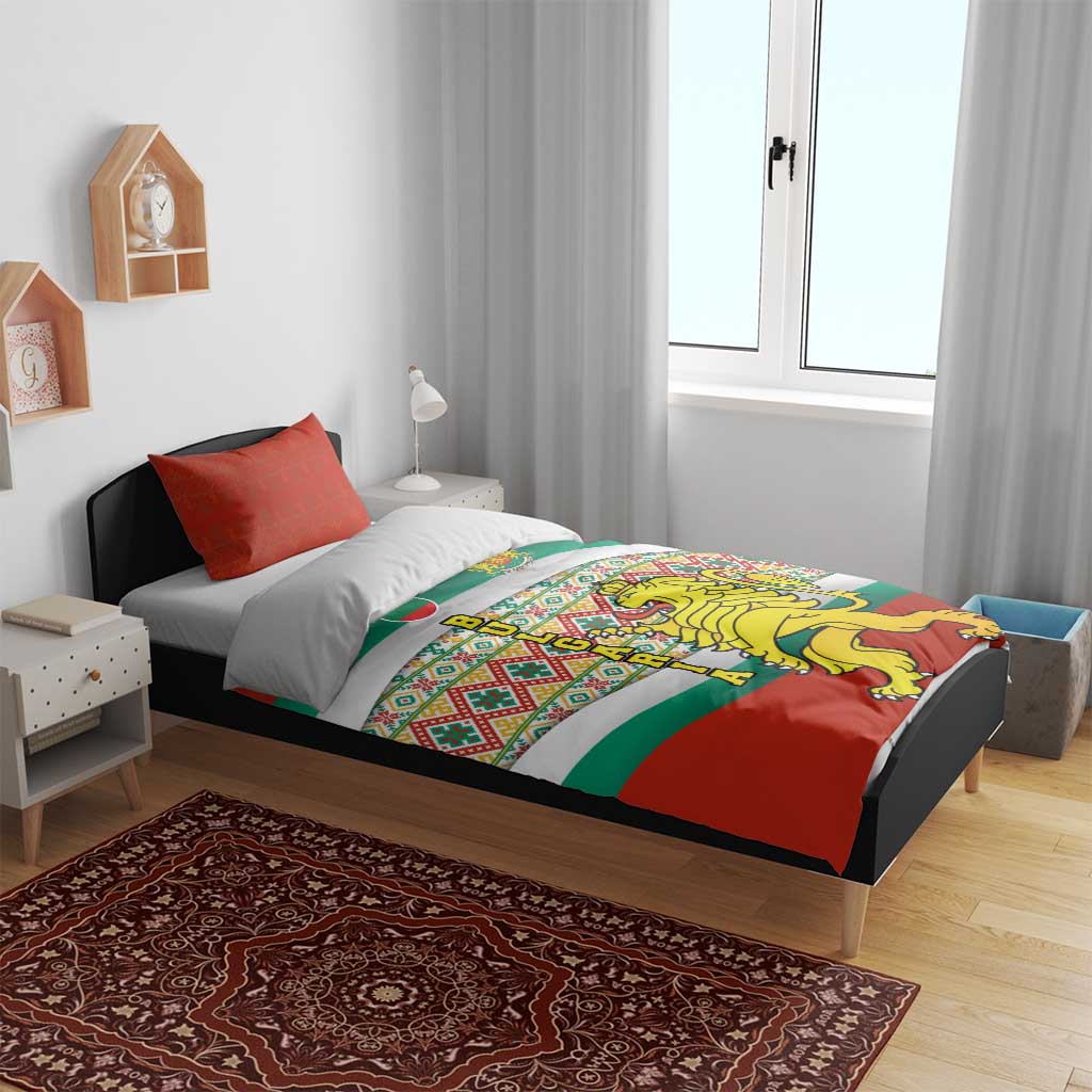 Bulgaria Lion Bedding Set Tricolor Flag, Folk Pattern and Proud Motto