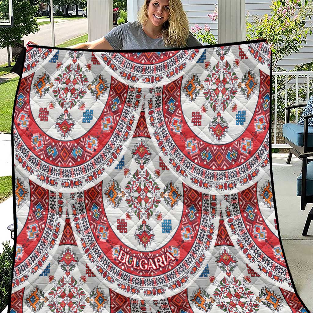 Bulgaria Folk Art Quilt with Traditional Embroidery and Floral Motifs