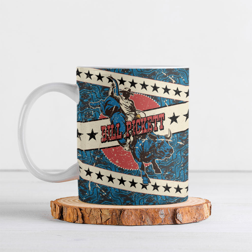 Bill Pickett Black Cowboy Ceramic Mug Western American Heritage - Grunge Stars And Stripes