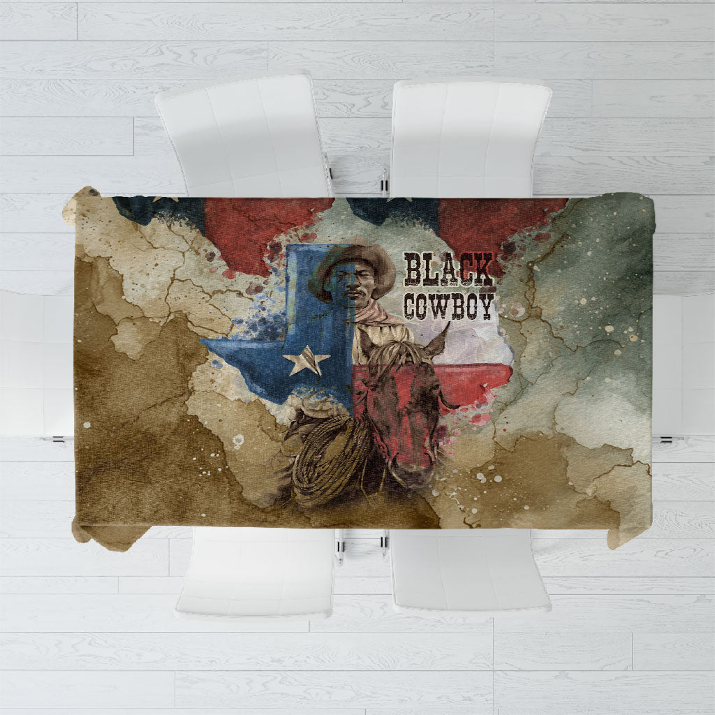Bill Pickett Texas Flag Tablecloth Black Cowboy - Vintage Grunge Watercolor - Horseback Rider Heritage