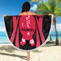 Maldives Dive Turtle Beach Blanket with Coral Reef Pattern and Island Spirit Slogan