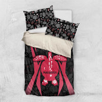 Black and red duvet cover set with coral reef turtle print and two matching pillowcases