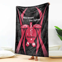 Maldives Dive Turtle Blanket with Coral Reef Pattern and Island Spirit Slogan
