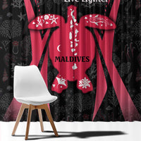 Black and red turtle curtain panel with bold diagonal stripe and coral reef graphics