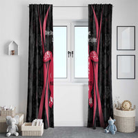 Black and red turtle curtain set with diagonal red panels and coral reef pattern