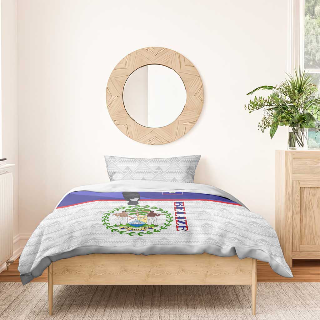 Belize National Emblem Bedding Set with Toucan Print and Flag-Inspired Blue Design