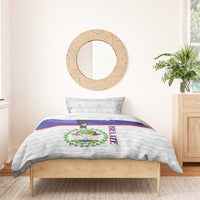 Belize National Emblem Bedding Set with Toucan Print and Flag-Inspired Blue Design
