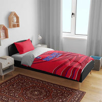 Belize Football Bedding Set with Red Abstract Soccer Pattern and Shield Emblem