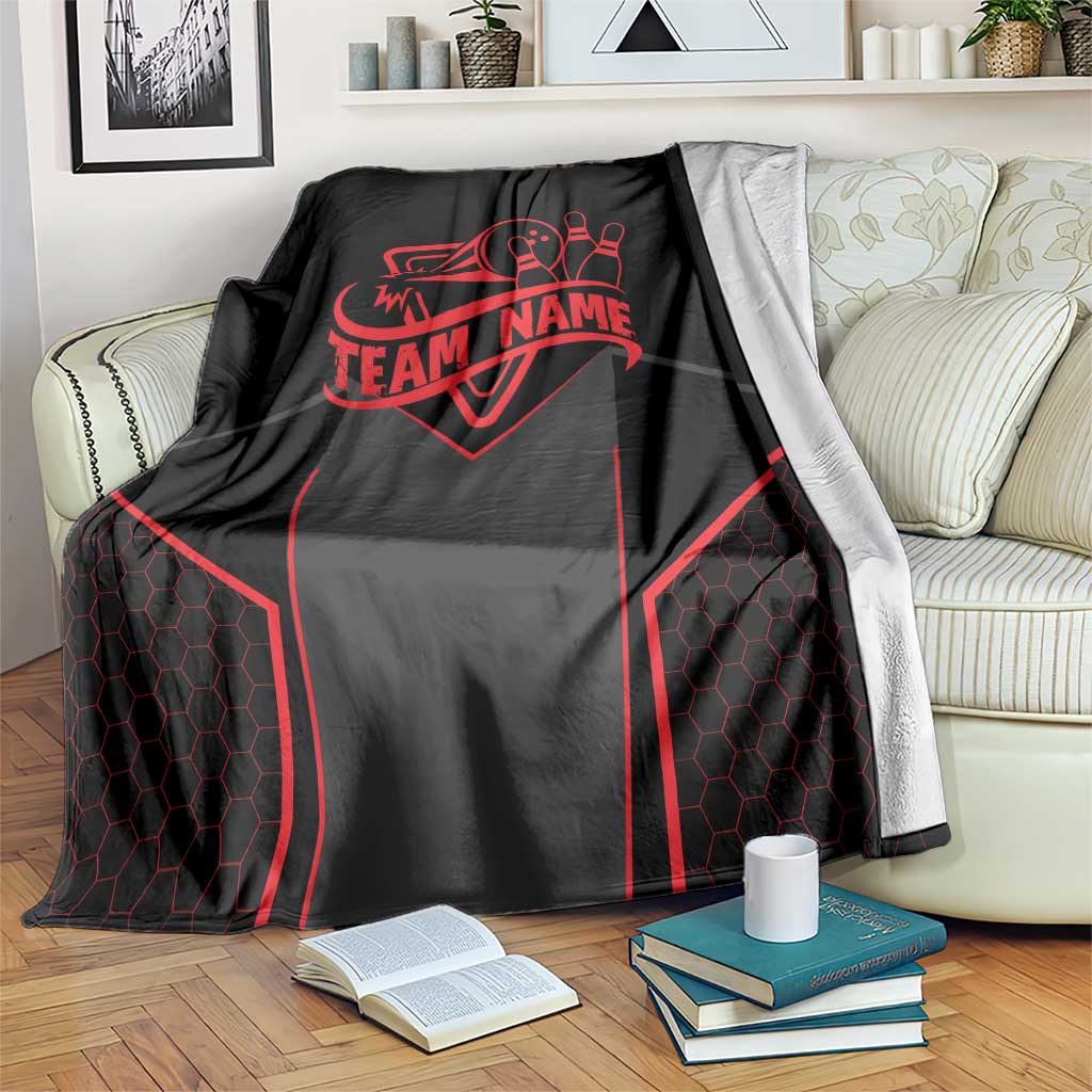 Bowling Team Blanket Red and Black Strike Graphic and Custom Name Section - Wonder Print Shop