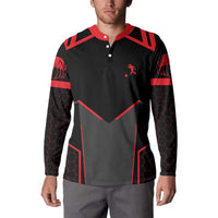 Bowling Team Button Sweatshirt Red and Black Strike Graphic and Custom Name Section - Wonder Print Shop