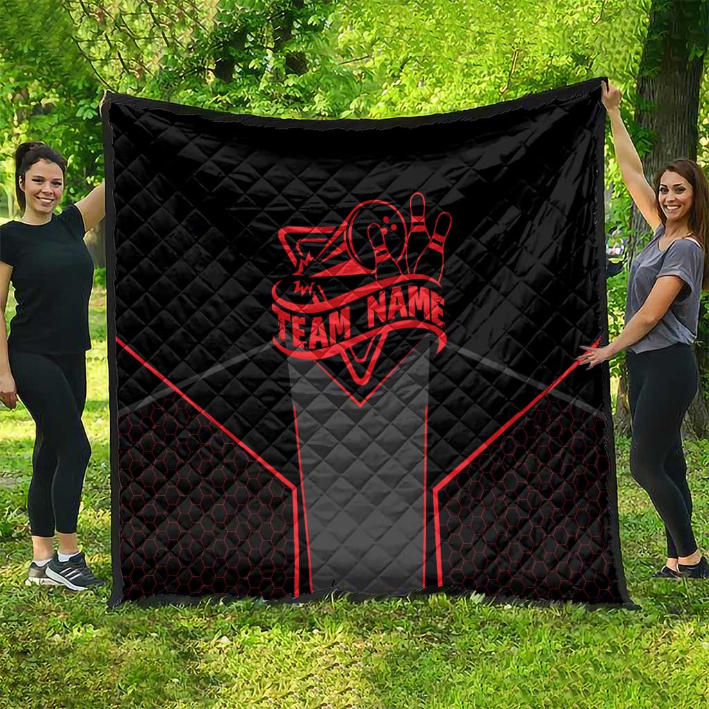 Bowling Team Quilt Red and Black Strike Graphic and Custom Name Section - Wonder Print Shop
