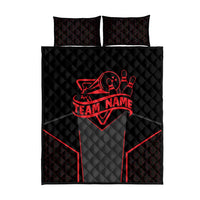 Bowling Team Quilt Bed Set Red and Black Strike Graphic and Custom Name Section - Wonder Print Shop
