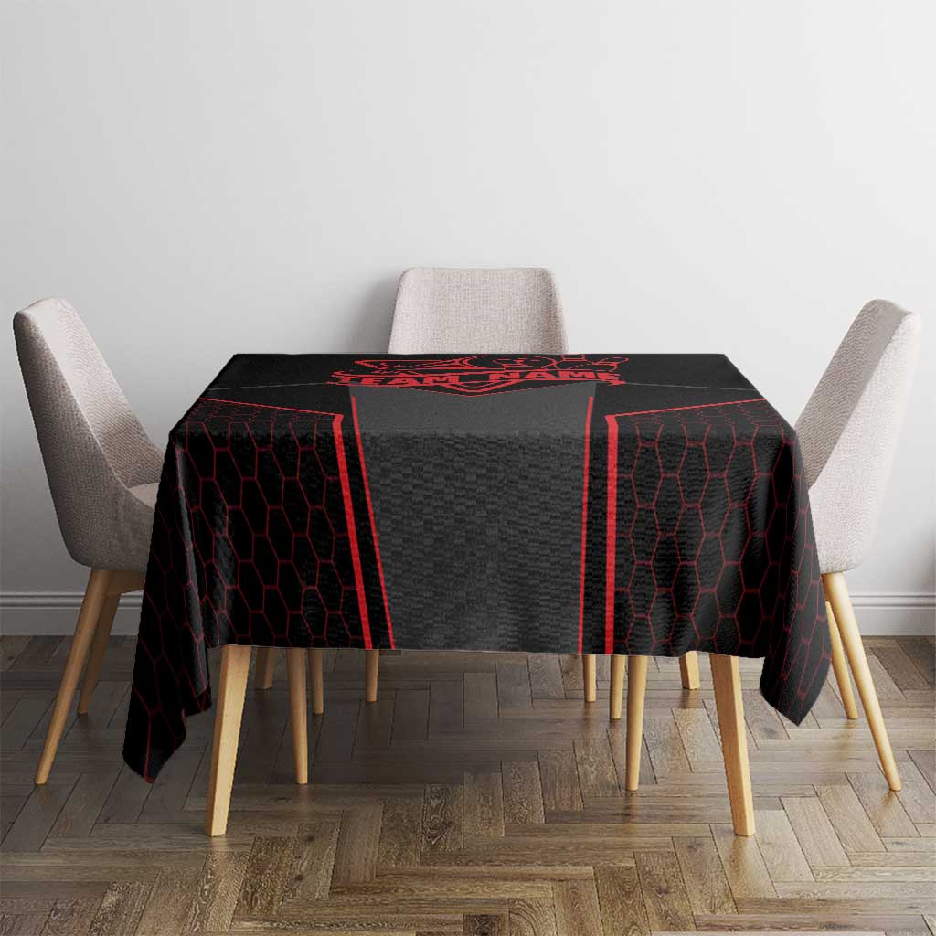 Bowling Team Tablecloth Red and Black Strike Graphic and Custom Name Section - Wonder Print Shop