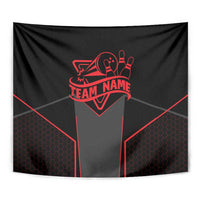 Bowling Team Tapestry Red and Black Strike Graphic and Custom Name Section - Wonder Print Shop