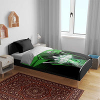 Bowling Team Design Bedding Set Green Strike Graphic and Custom Name Shield Accent - Wonder Print Shop
