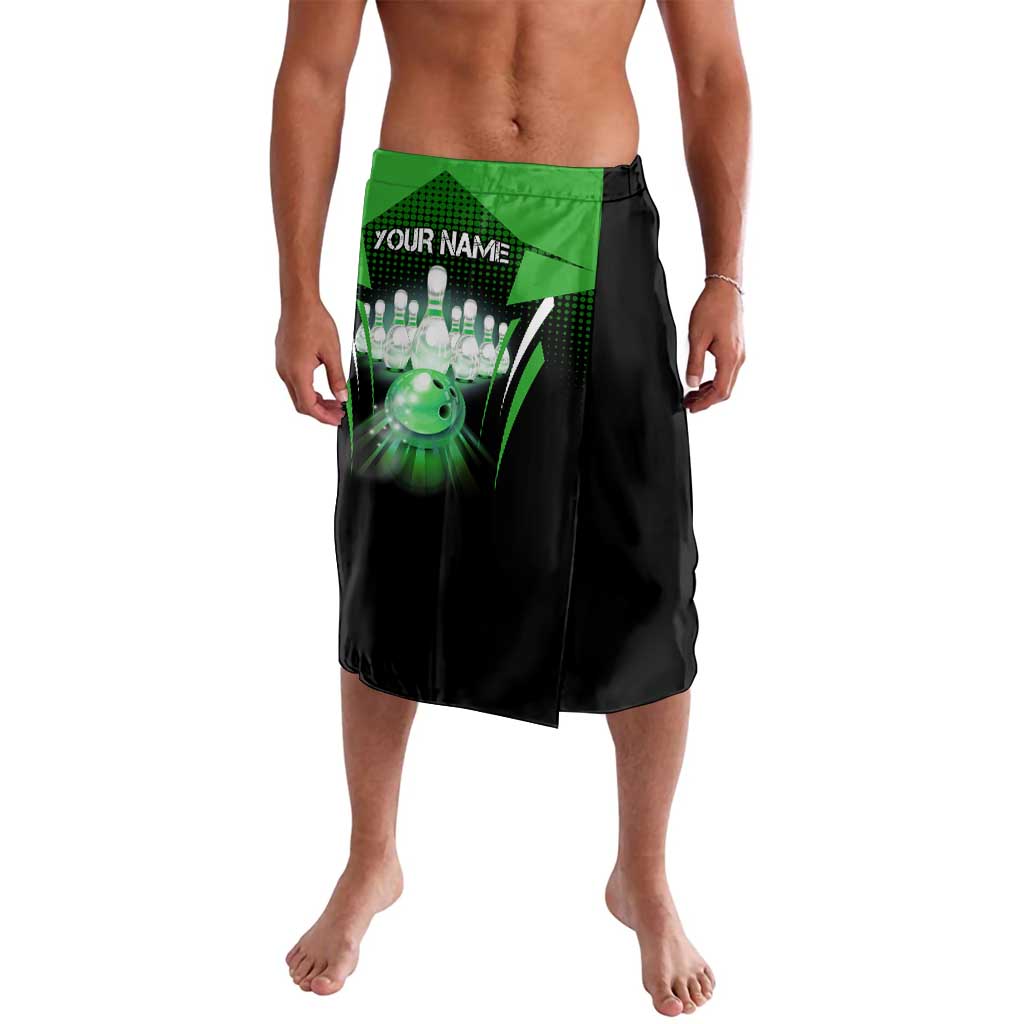 Bowling Team Design Lavalava Green Strike Graphic and Custom Name Shield Accent - Wonder Print Shop