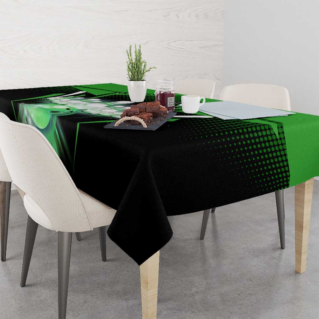 Bowling Team Design Tablecloth Green Strike Graphic and Custom Name Shield Accent - Wonder Print Shop