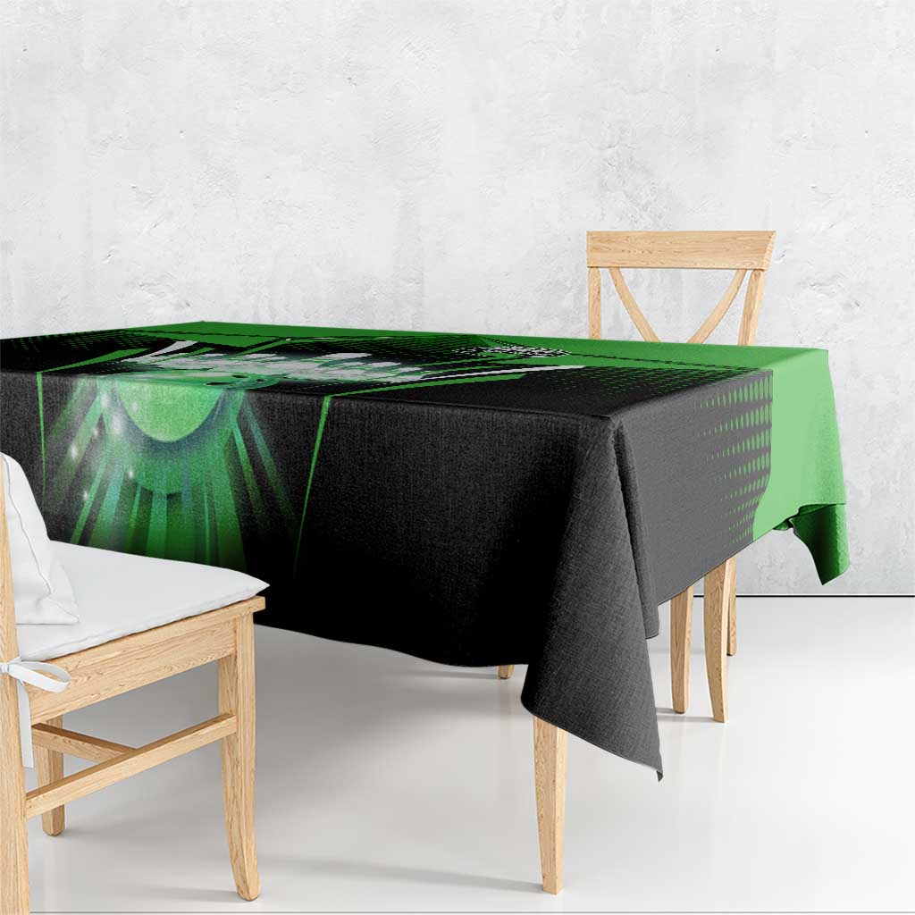 Bowling Team Design Tablecloth Green Strike Graphic and Custom Name Shield Accent - Wonder Print Shop