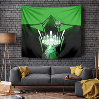 Bowling Team Design Tapestry Green Strike Graphic and Custom Name Shield Accent - Wonder Print Shop