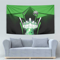 Bowling Team Design Tapestry Green Strike Graphic and Custom Name Shield Accent - Wonder Print Shop