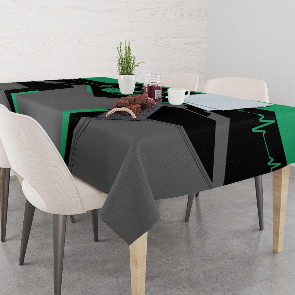 Personalized Bowling Heartbeat Team Tablecloth For Bowlers Green and Gray - Wonder Print Shop
