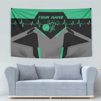 Personalized Bowling Heartbeat Team Tapestry For Bowlers Green and Gray - Wonder Print Shop