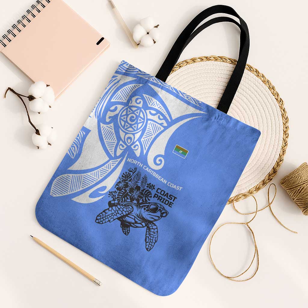 North Caribbean Coast Nicaragua Tote Bag with Tribal Turtle Design and Floral Coast Pride - Wonder Print Shop