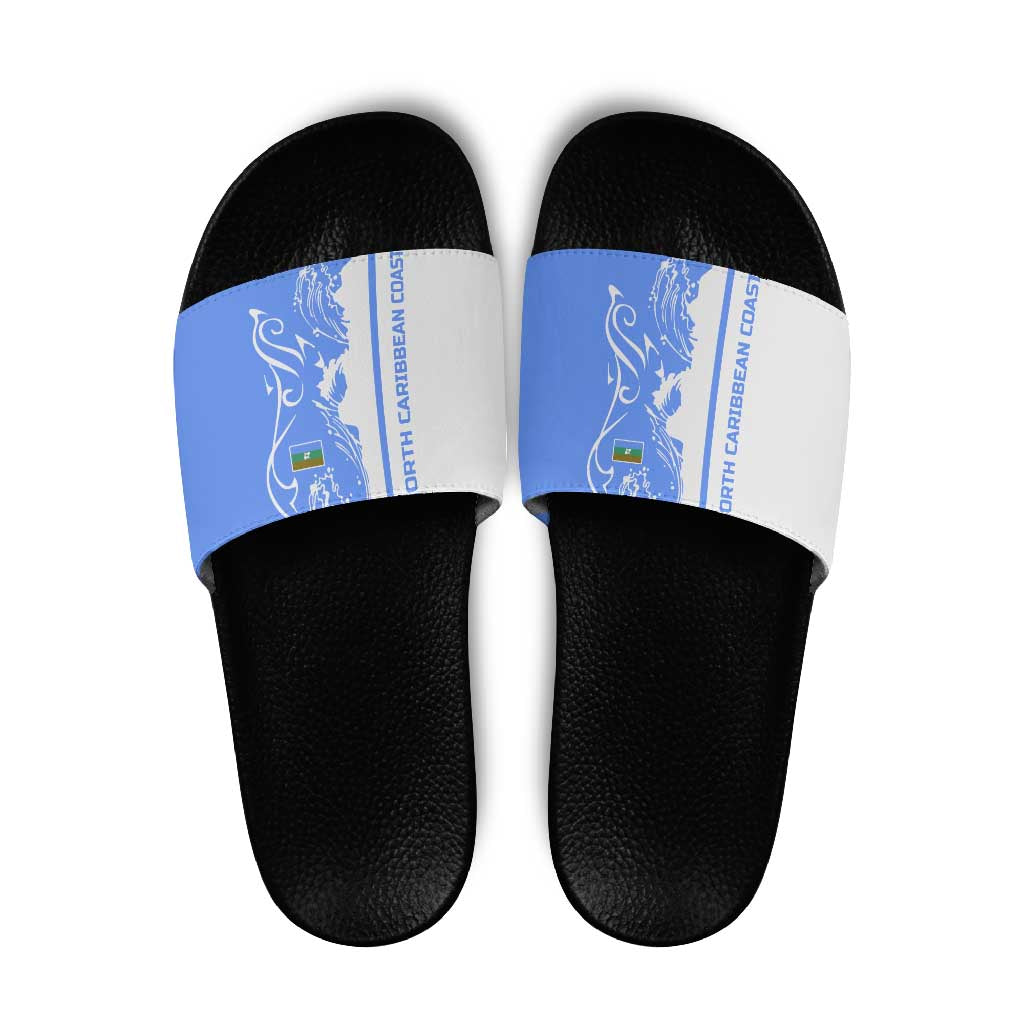 Nicaragua North Caribbean Coast Slide Sandals with Ocean Wave Pattern and Dance with the Waves - Wonder Print Shop